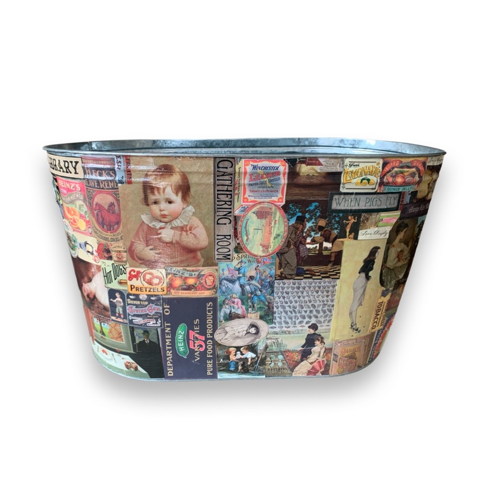 Decoupage magazine bin